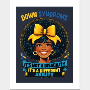 Down Syndrome It's Not A Disability It's A Different Ability Afro Hair Women Posters and Art